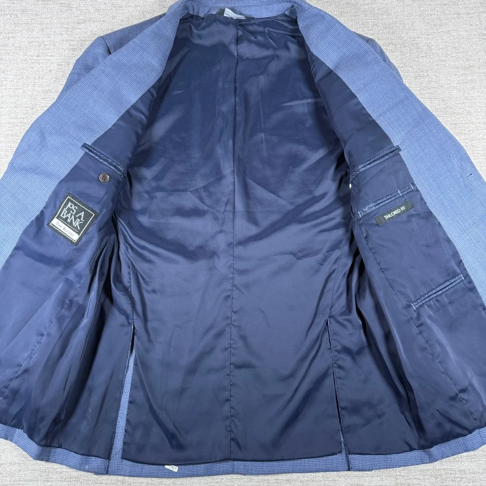 Jos. A. Bank Sport Coat Mens 40 Regular Blue Traveler Tailored Fit 100% Wool